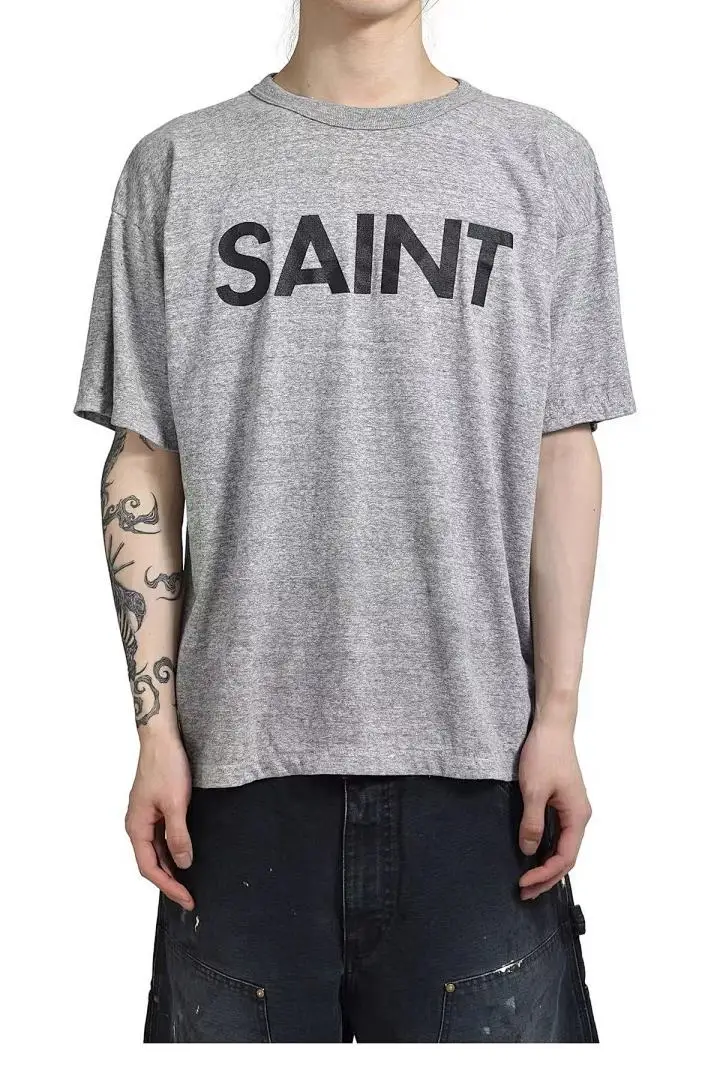 25SS Saint x Planet War Printed Women Men T shirts tees Hiphop Oversized Men Casual Cotton T shirt Summer Style