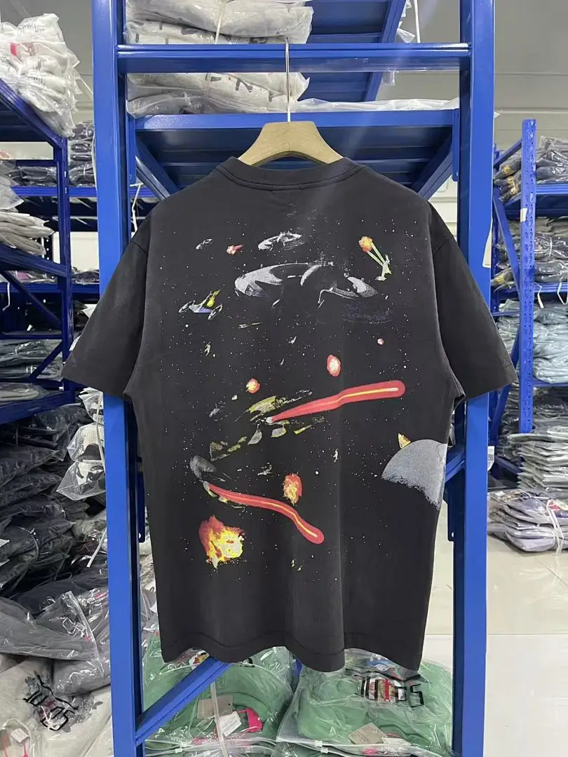 25SS Saint x Planet War Printed Women Men T shirts tees Hiphop Oversized Men Casual Cotton T shirt Summer Style
