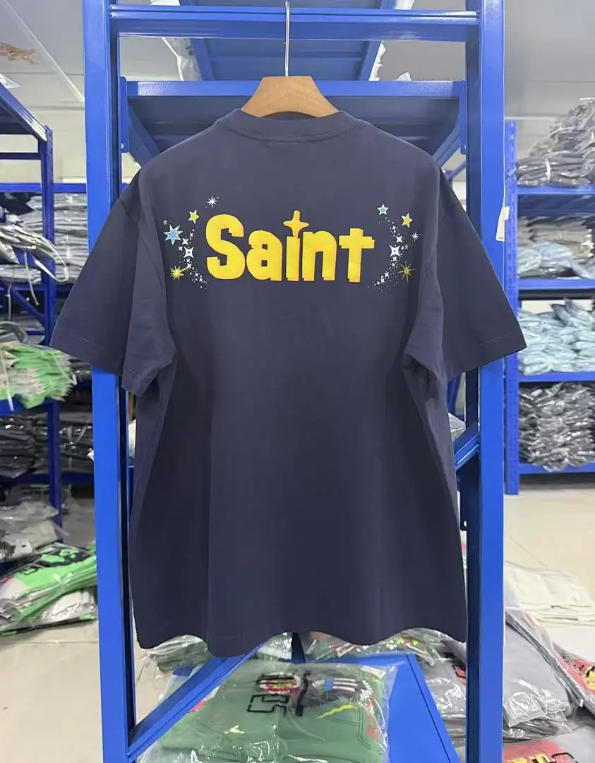 25SS Saint x Planet War Printed Women Men T shirts tees Hiphop Oversized Men Casual Cotton T shirt Summer Style