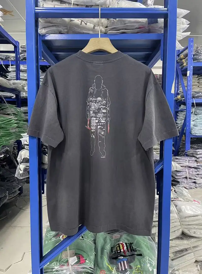 25SS Saint x Planet War Printed Women Men T shirts tees Hiphop Oversized Men Casual Cotton T shirt Summer Style