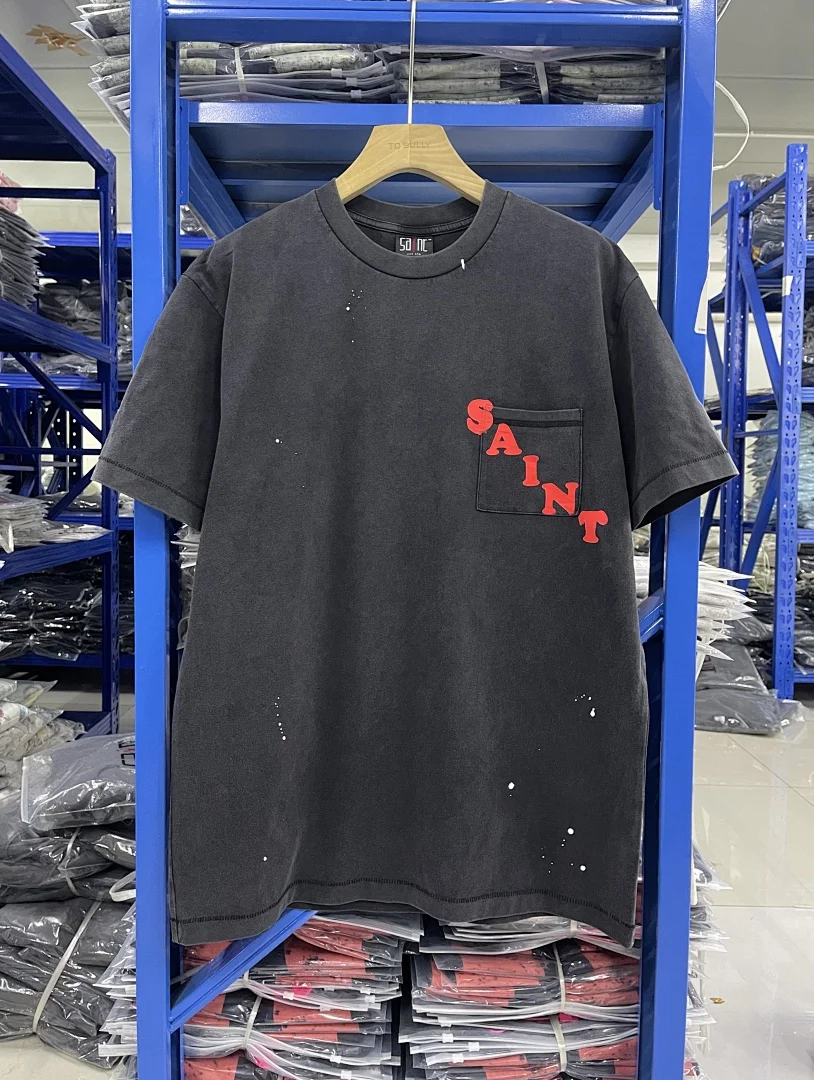 25SS Saint x Planet War Printed Women Men T shirts tees Hiphop Oversized Men Casual Cotton T shirt Summer Style