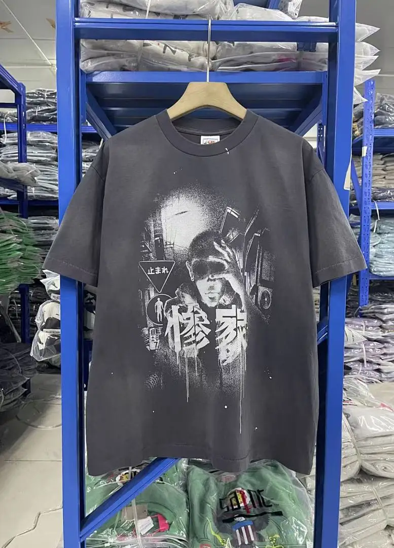 25SS Saint x Planet War Printed Women Men T shirts tees Hiphop Oversized Men Casual Cotton T shirt Summer Style