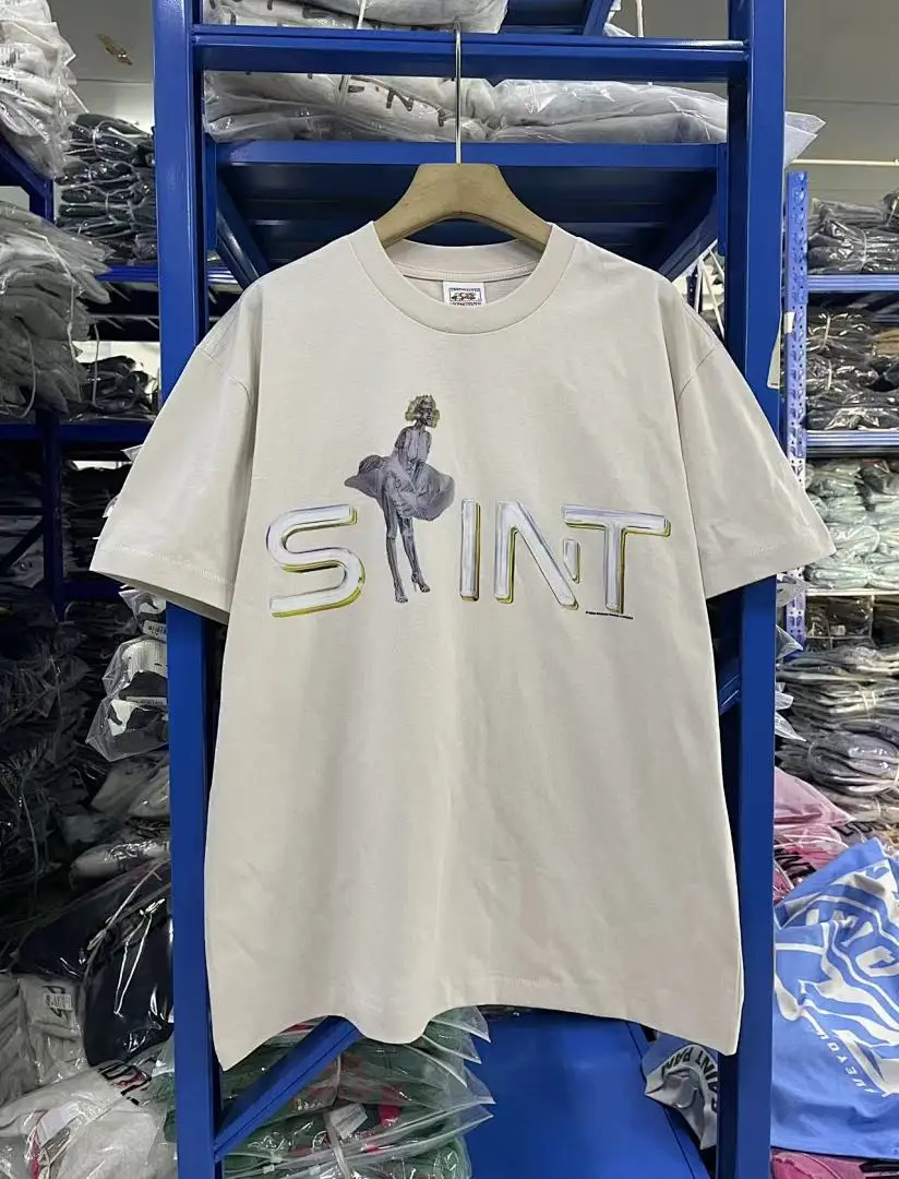 25SS Saint x Planet War Printed Women Men T shirts tees Hiphop Oversized Men Casual Cotton T shirt Summer Style