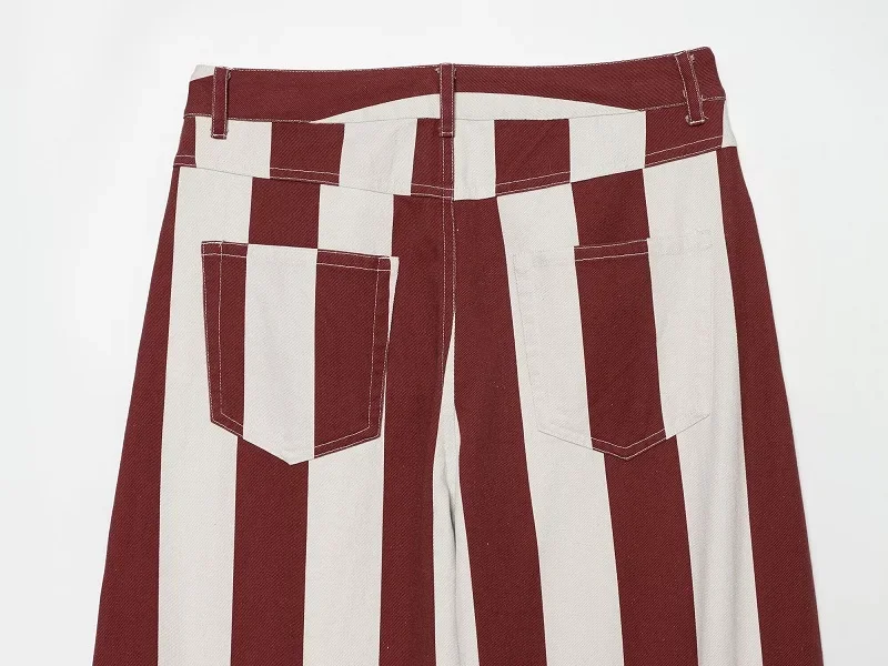 HXAO Jeans Women's Pants Y2K Summer Baggy Striped Jeans Pant Streetwear Chic Vacation Balloon Straight Leg Denim Pants Woman