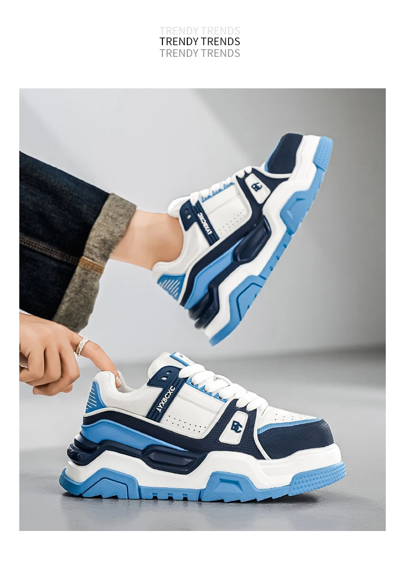 Men's Thick-Soled Height-Increasing Casual Sports Shoes, Low-Top Lace-Up Style, Wear-Resistant Sole, Comfortable and Anti-Slip,