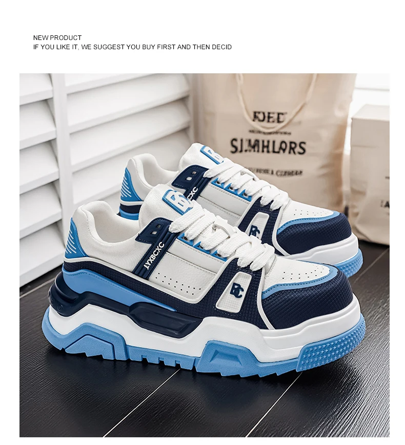 Men's Thick-Soled Height-Increasing Casual Sports Shoes, Low-Top Lace-Up Style, Wear-Resistant Sole, Comfortable and Anti-Slip,