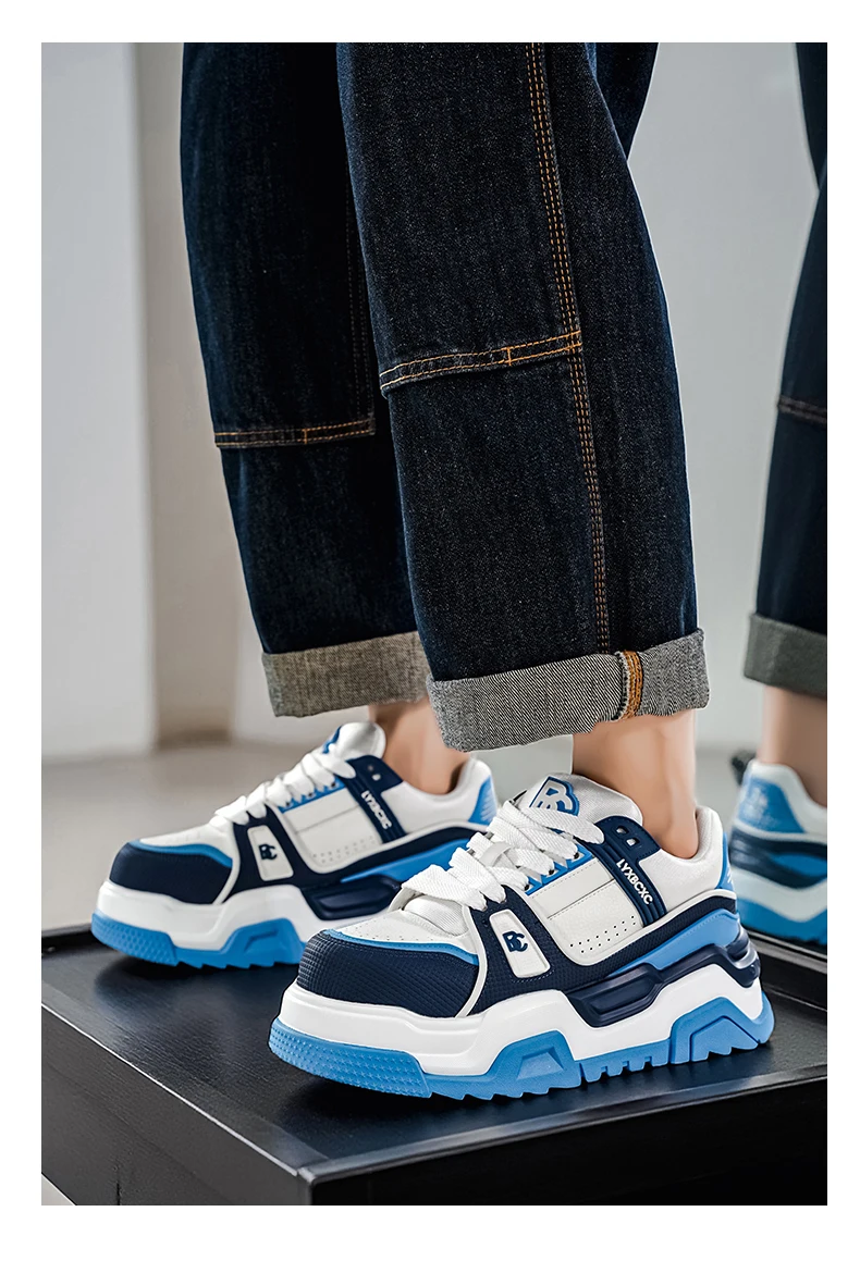 Men's Thick-Soled Height-Increasing Casual Sports Shoes, Low-Top Lace-Up Style, Wear-Resistant Sole, Comfortable and Anti-Slip,