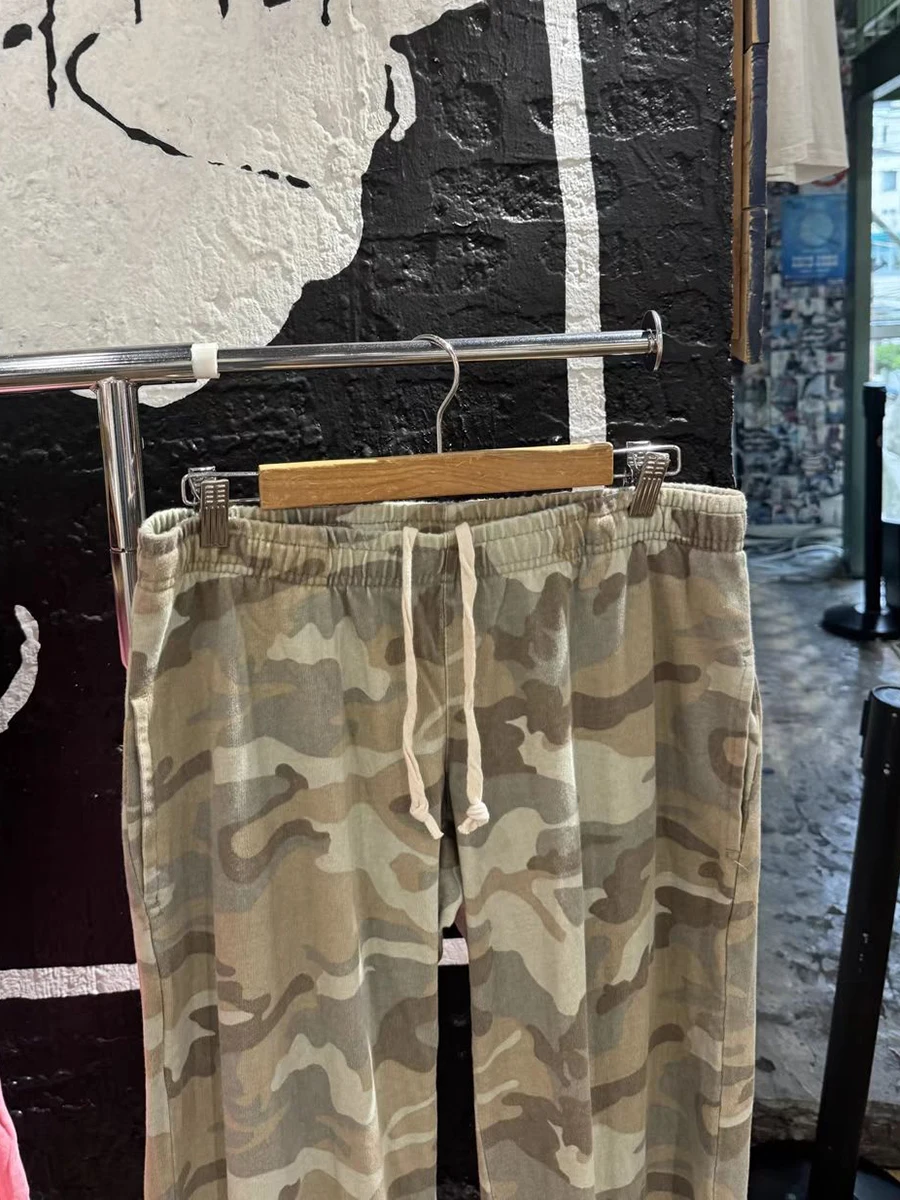Camouflage Drawstring Sweatpant Women Summer Elastic Waist Straight Trousers American Vintage Streetwear Cotton Baggy Pants Y2k