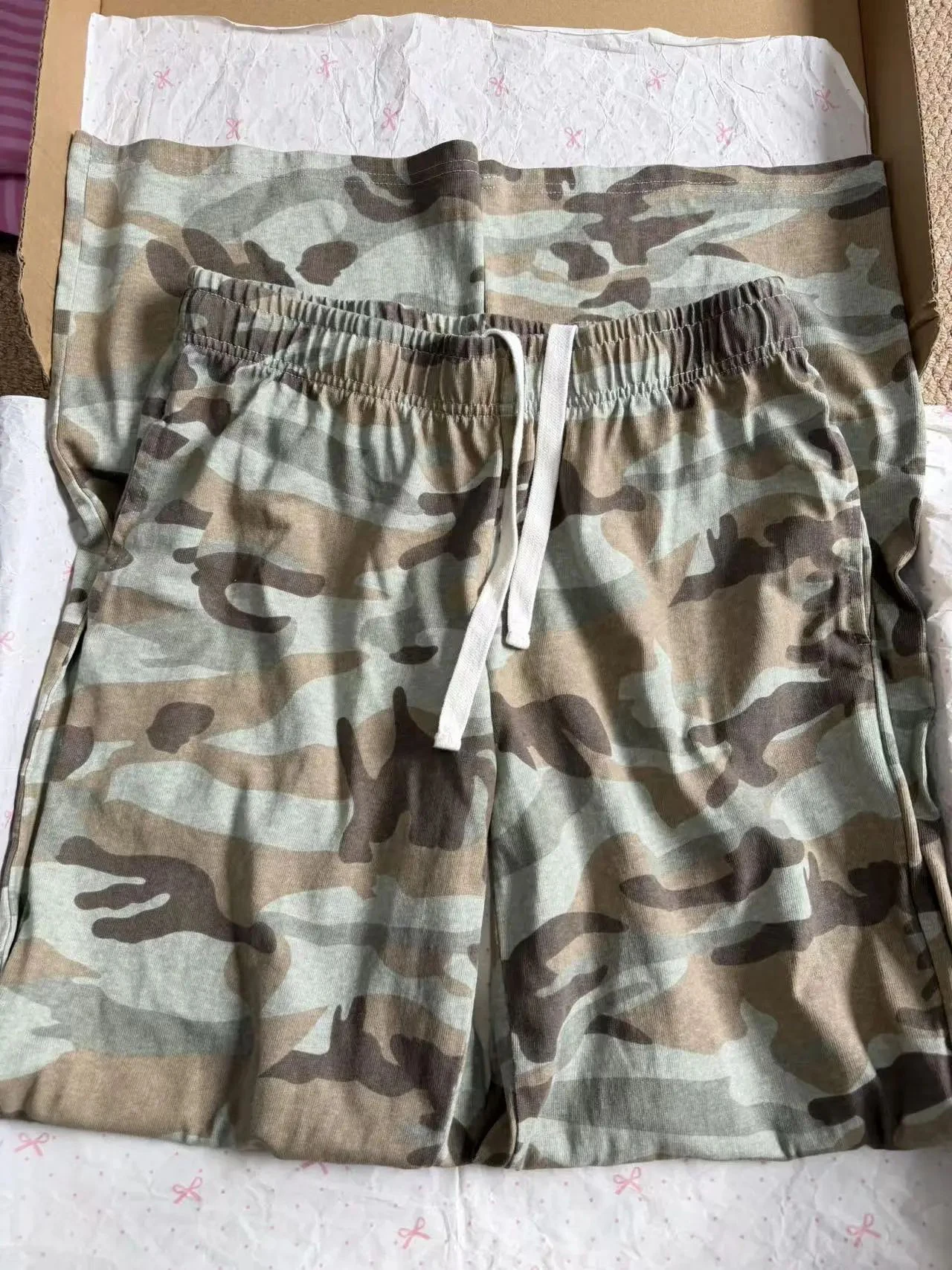 Camouflage Drawstring Sweatpant Women Summer Elastic Waist Straight Trousers American Vintage Streetwear Cotton Baggy Pants Y2k