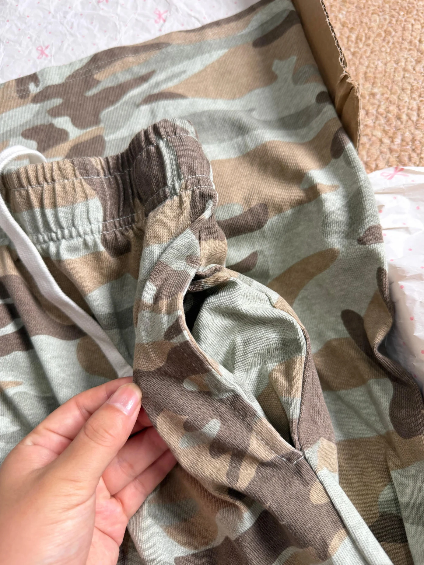 Camouflage Drawstring Sweatpant Women Summer Elastic Waist Straight Trousers American Vintage Streetwear Cotton Baggy Pants Y2k