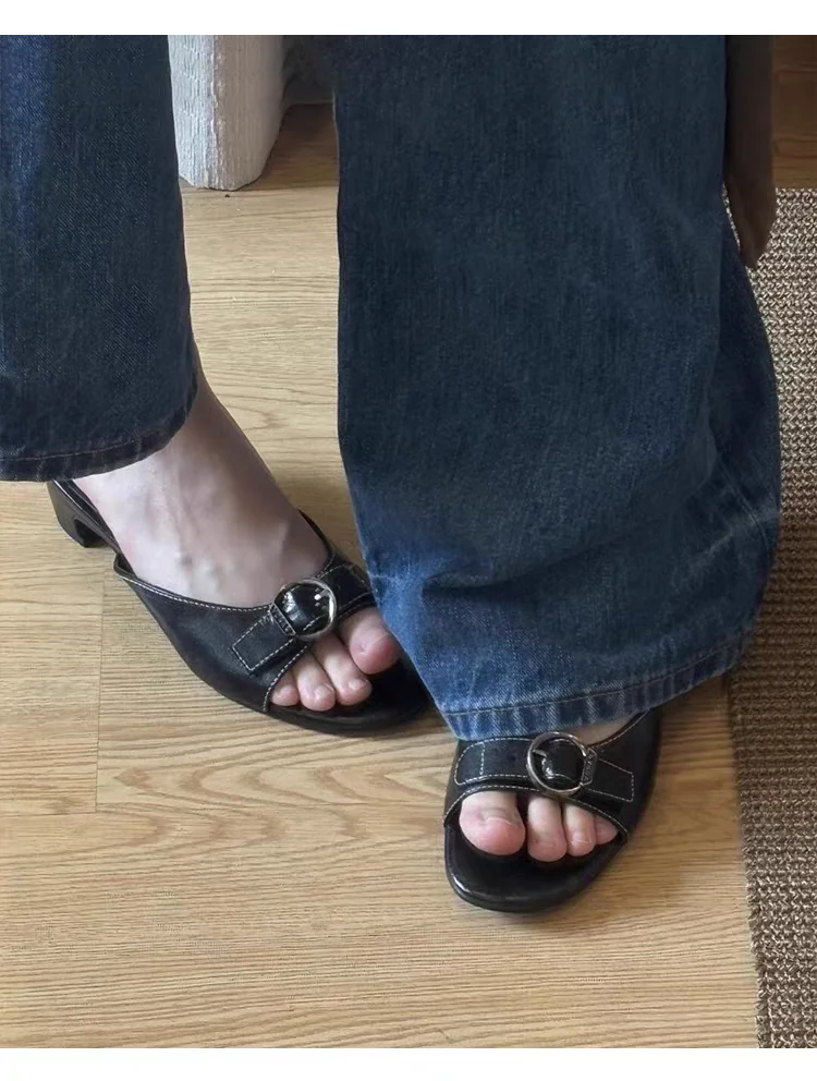 High Heels Slippers Women Sandals New Open Toe Summer Shoes 2026 Designer Brand Chunky Beach Shoes Causal Flip Flops Sandalias