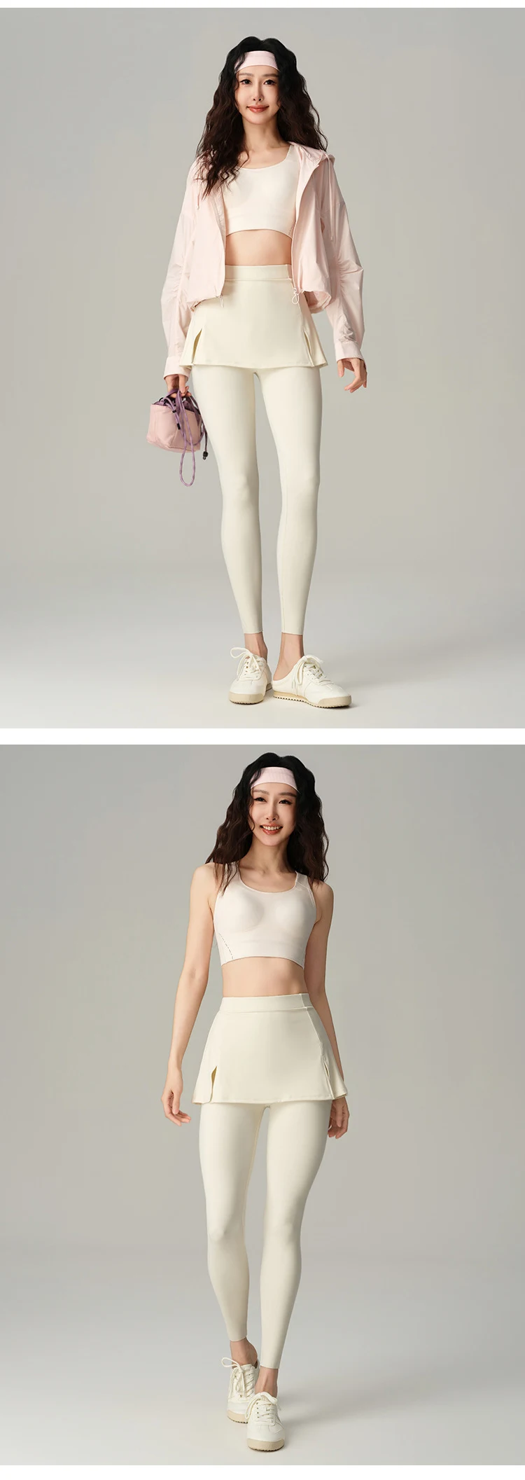 BIVIGAOS Fake Two-Piece Split Skirts Leggings Women Tennis Skirt Built-In Pockets Tight Sports Fitness Yoga Sharkskin Leggings