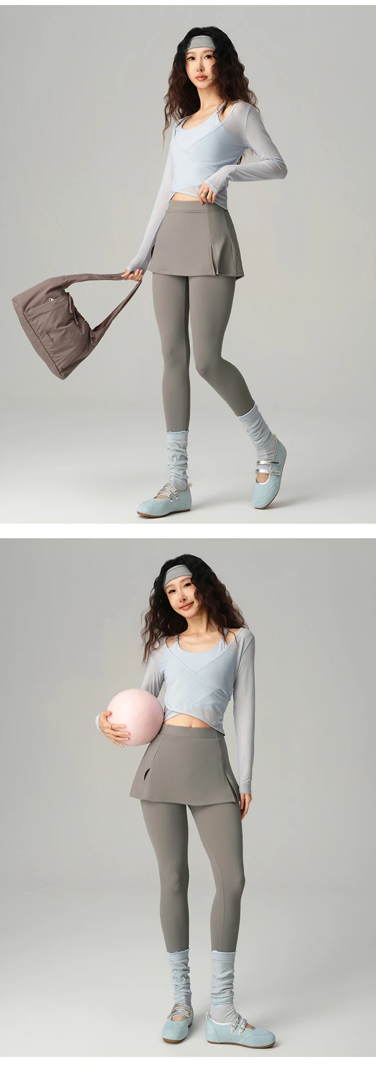 BIVIGAOS Fake Two-Piece Split Skirts Leggings Women Tennis Skirt Built-In Pockets Tight Sports Fitness Yoga Sharkskin Leggings