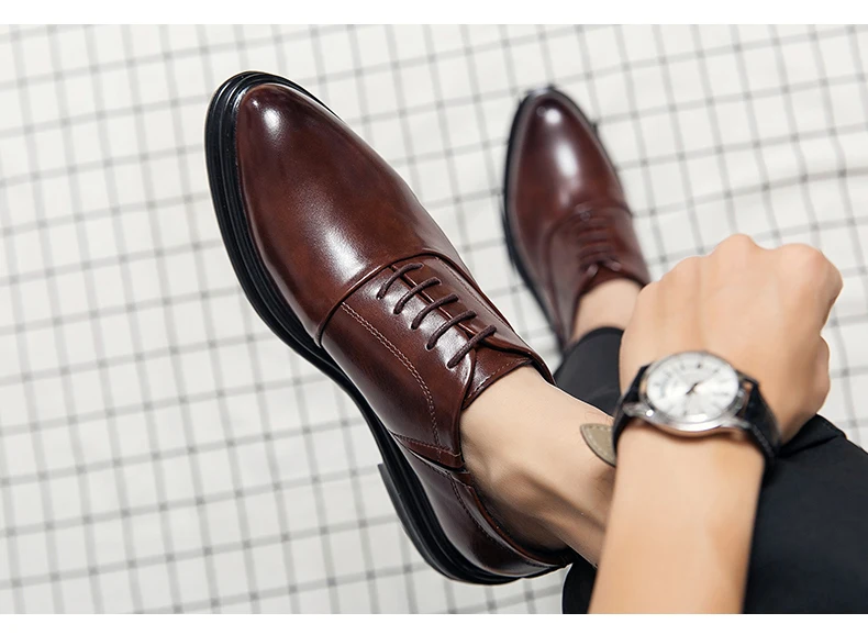 Classic Oxfords Shoes Men Retro Casual Business Social Leather Shoes For Men Office Wedding Leather Shoes Men's Dress Shoes