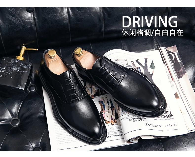 Classic Oxfords Shoes Men Retro Casual Business Social Leather Shoes For Men Office Wedding Leather Shoes Men's Dress Shoes