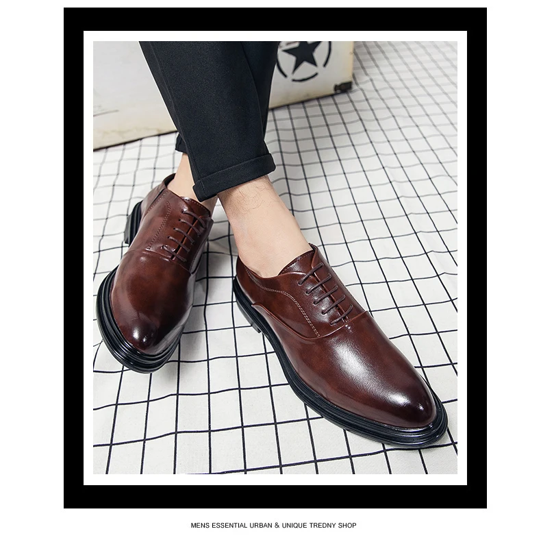 Classic Oxfords Shoes Men Retro Casual Business Social Leather Shoes For Men Office Wedding Leather Shoes Men's Dress Shoes