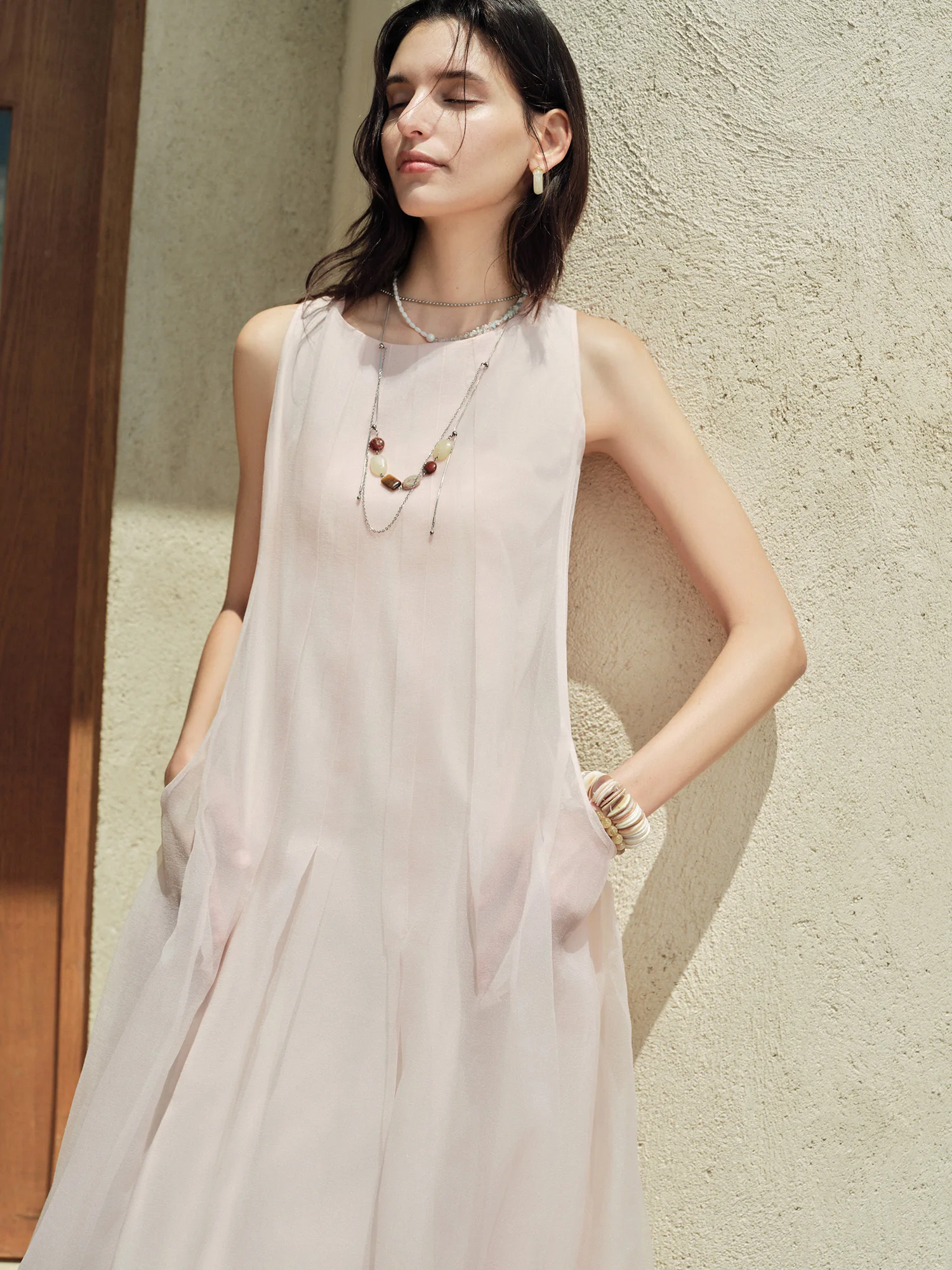 DUSHU Women [LineSculpt Series] Dresses Women 2026 Summer New Three Colors Fluffy Organza Sleeveless Elegant Fairycore Ins