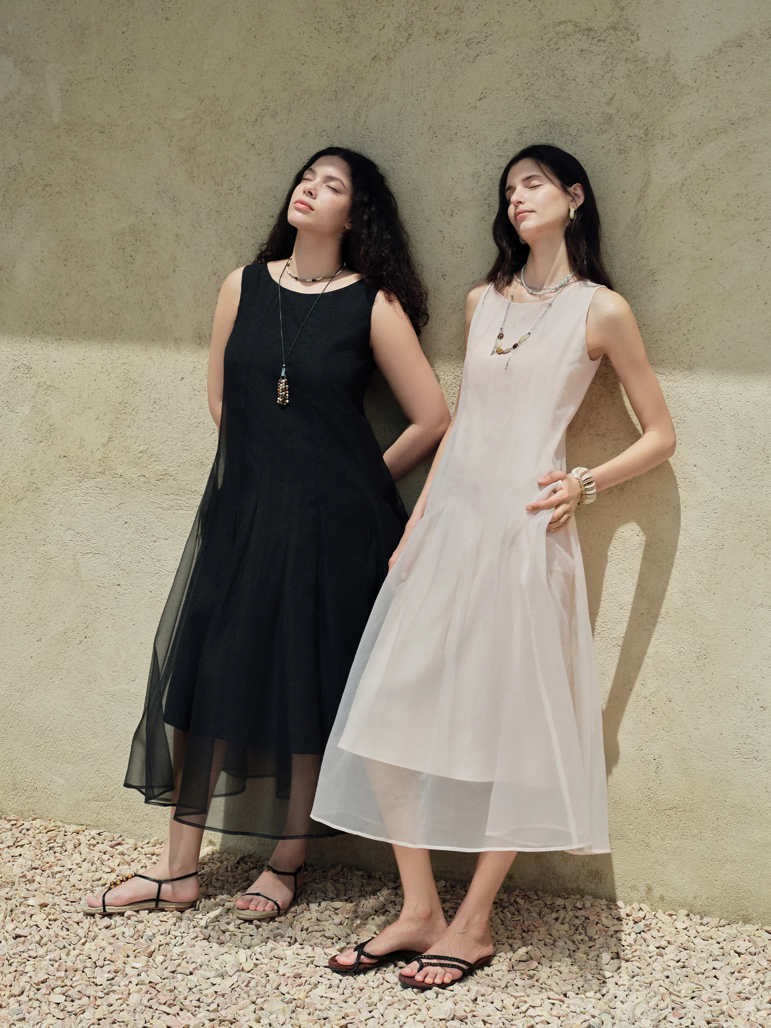 DUSHU Women [LineSculpt Series] Dresses Women 2026 Summer New Three Colors Fluffy Organza Sleeveless Elegant Fairycore Ins