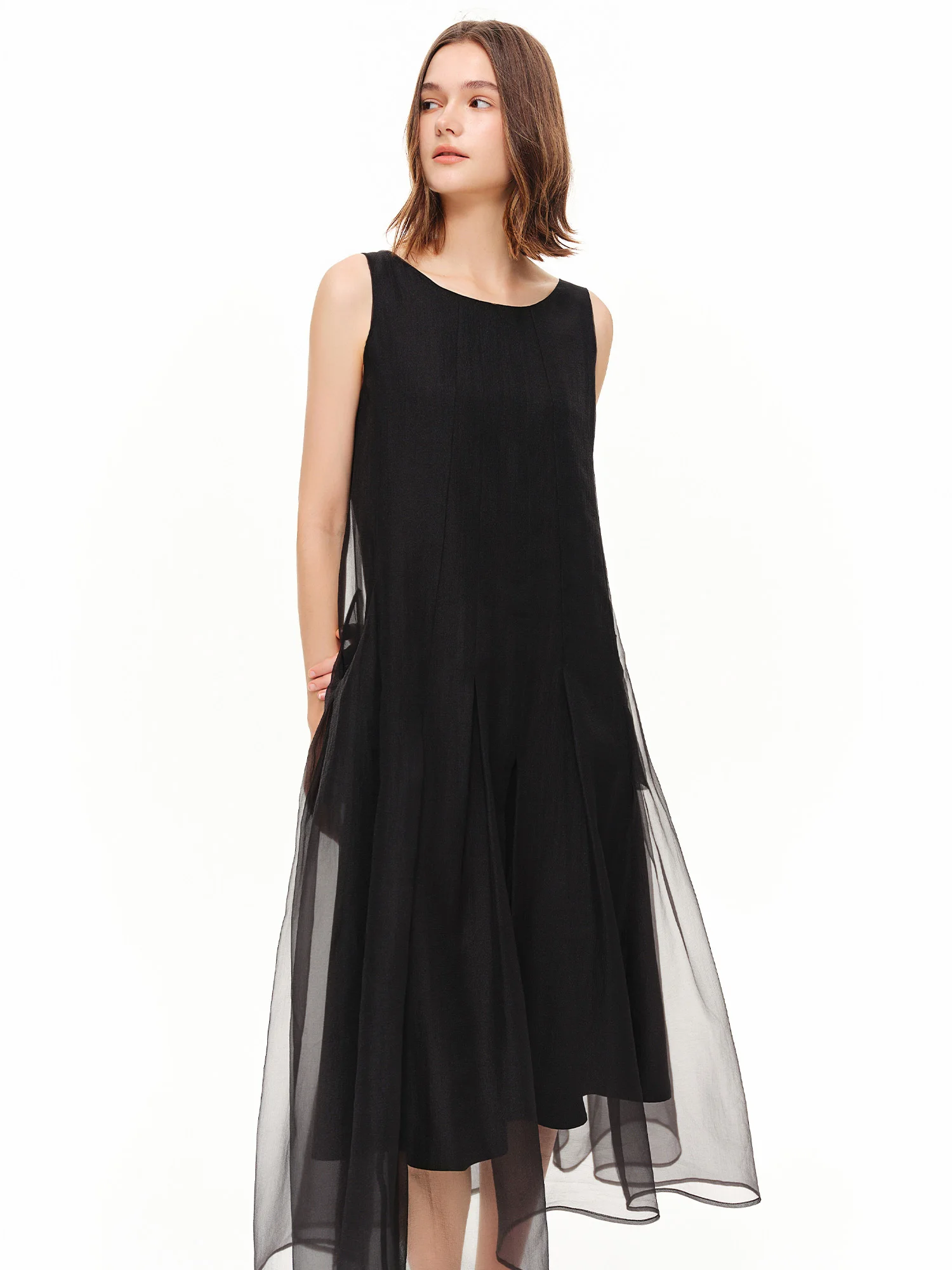 DUSHU Women [LineSculpt Series] Dresses Women 2026 Summer New Three Colors Fluffy Organza Sleeveless Elegant Fairycore Ins