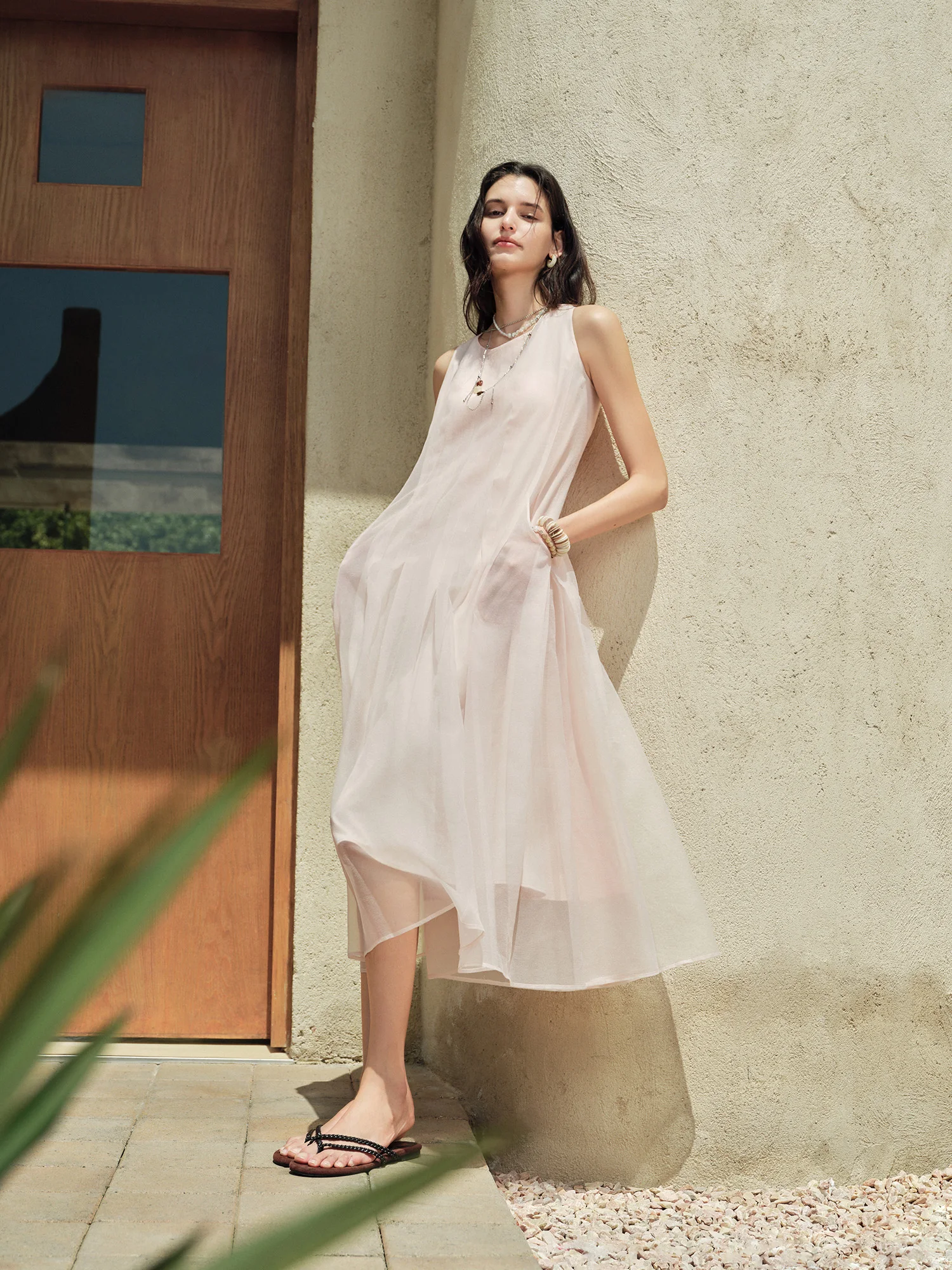DUSHU Women [LineSculpt Series] Dresses Women 2026 Summer New Three Colors Fluffy Organza Sleeveless Elegant Fairycore Ins
