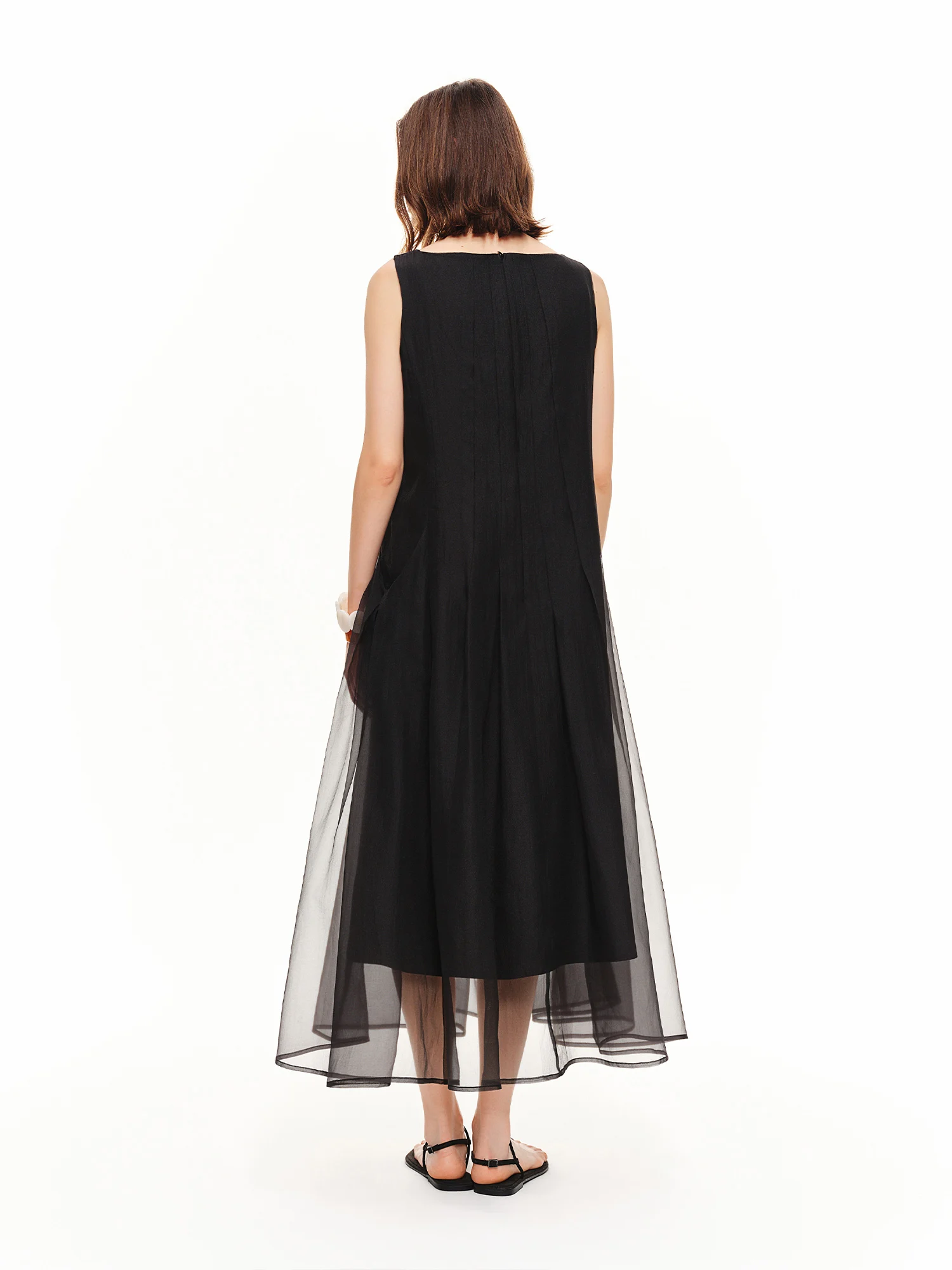 DUSHU Women [LineSculpt Series] Dresses Women 2026 Summer New Three Colors Fluffy Organza Sleeveless Elegant Fairycore Ins