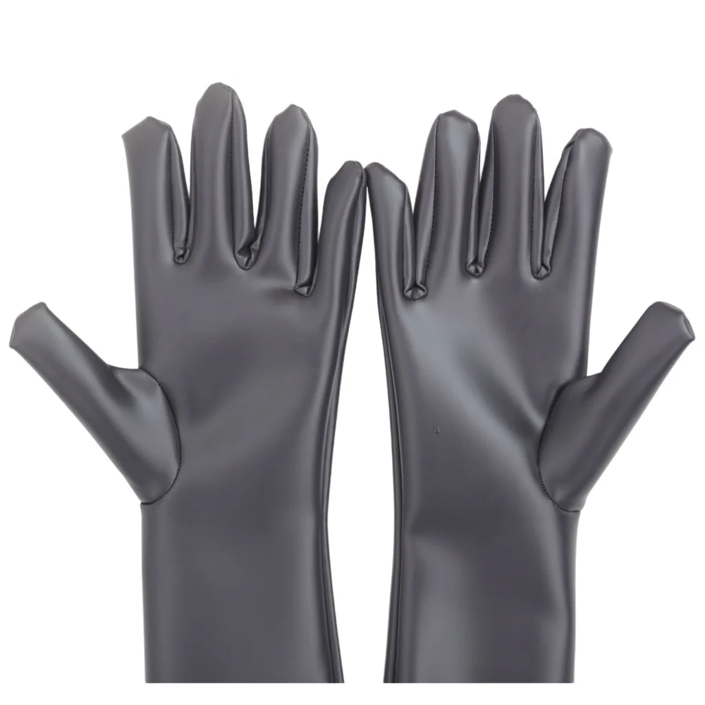 Unisex Anti Slip Double Sided PU Leather Long Gloves Wet Look PVC Guanlets Cosplay Performance Mitten Eldiven Gantlet Luvas Mitt