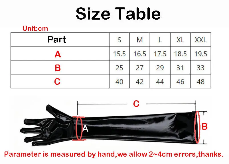 Unisex Anti Slip Double Sided PU Leather Long Gloves Wet Look PVC Guanlets Cosplay Performance Mitten Eldiven Gantlet Luvas Mitt