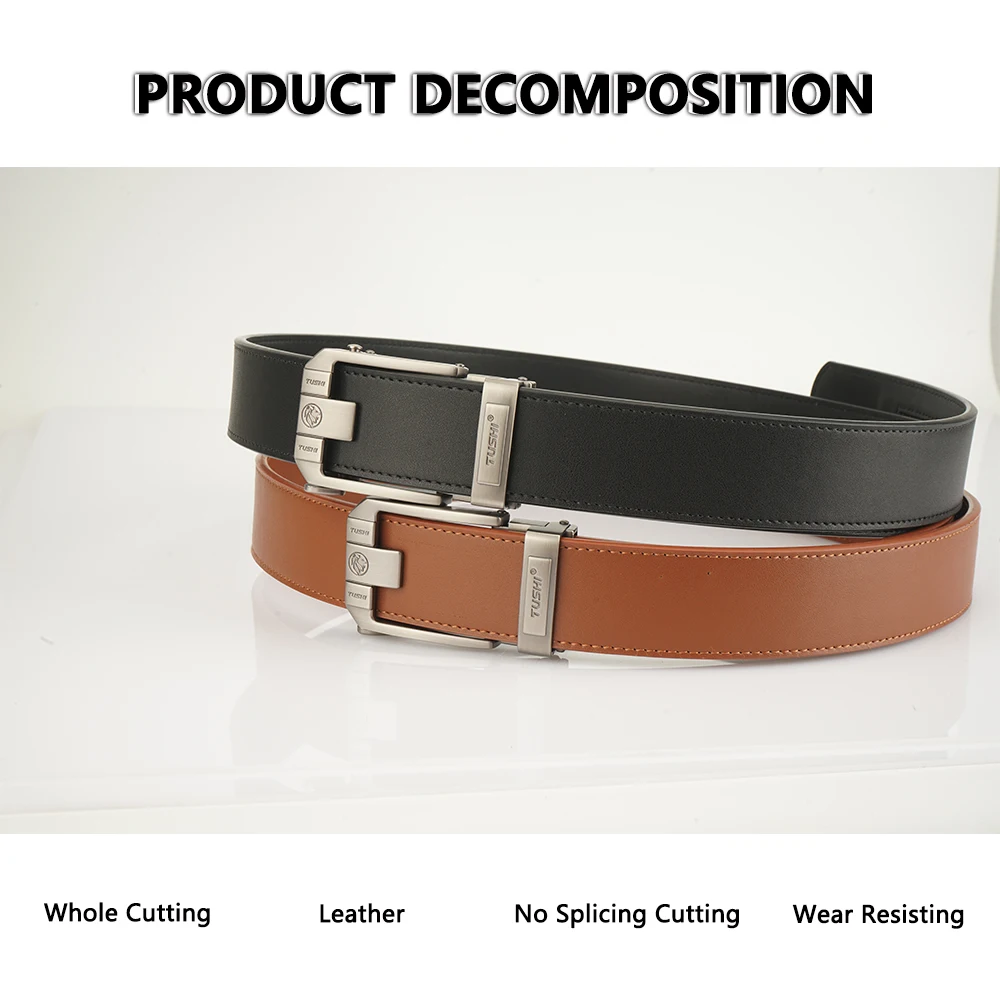 TUSHI New 3.8CM Military Belt for Men Sturdy Nylon Metal Automatic Buckle Leather Belts Tactical Outdoor Girdle IPSC Accessories