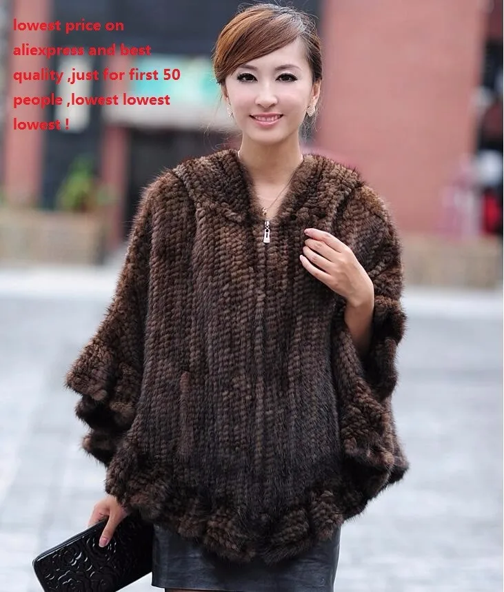 new arrival Hot Sale Real Fur Pashmina Shawls For Female Handmade Knitted Rabbit Fur Poncho Women Fur Shawl Winter
