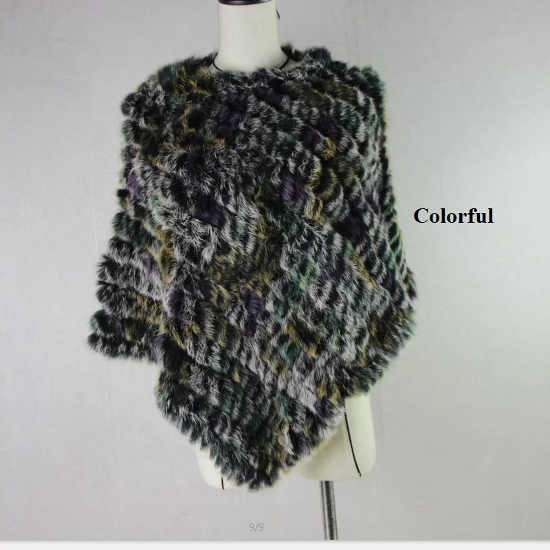 new arrival Hot Sale Real Fur Pashmina Shawls For Female Handmade Knitted Rabbit Fur Poncho Women Fur Shawl Winter