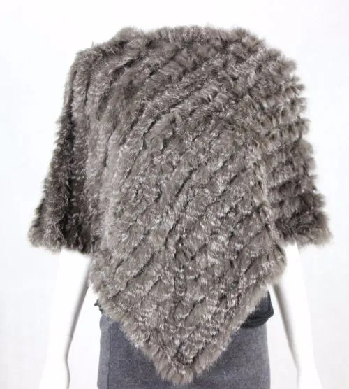 new arrival Hot Sale Real Fur Pashmina Shawls For Female Handmade Knitted Rabbit Fur Poncho Women Fur Shawl Winter