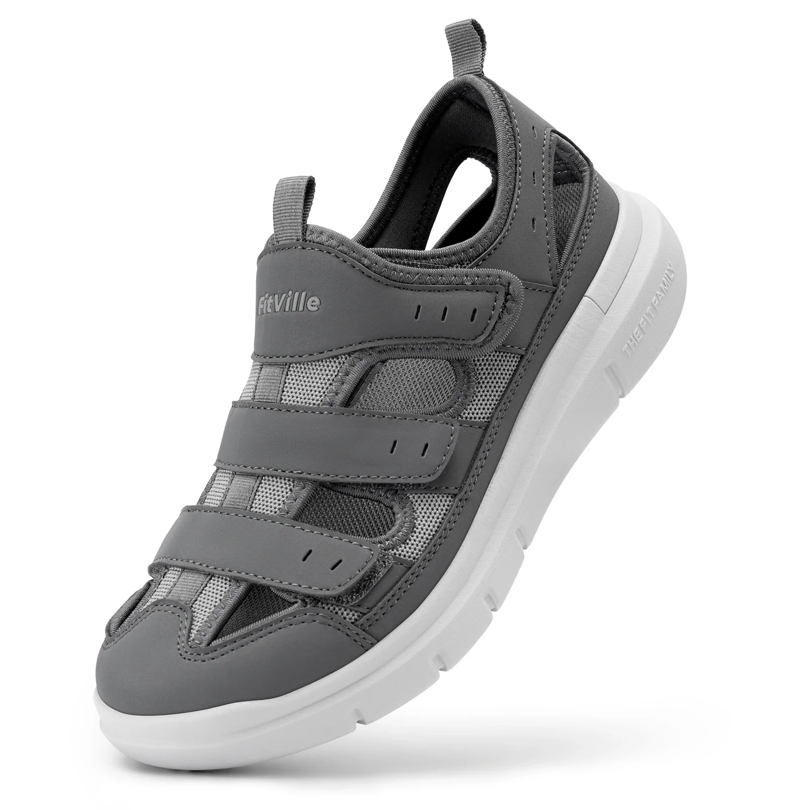 FitVille Summer Men's Wide Width Casual Diabetic Sandals, Lightweight Open Toe Sandals Built-in Arch Support, Effective Foot Pain Relief for Plantar Fasciitis, for Wide & Swollen Feet