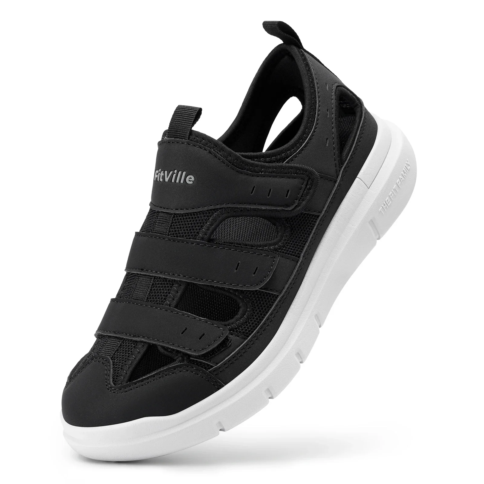 FitVille Summer Men's Wide Width Casual Diabetic Sandals, Lightweight Open Toe Sandals Built-in Arch Support, Effective Foot Pain Relief for Plantar Fasciitis, for Wide & Swollen Feet