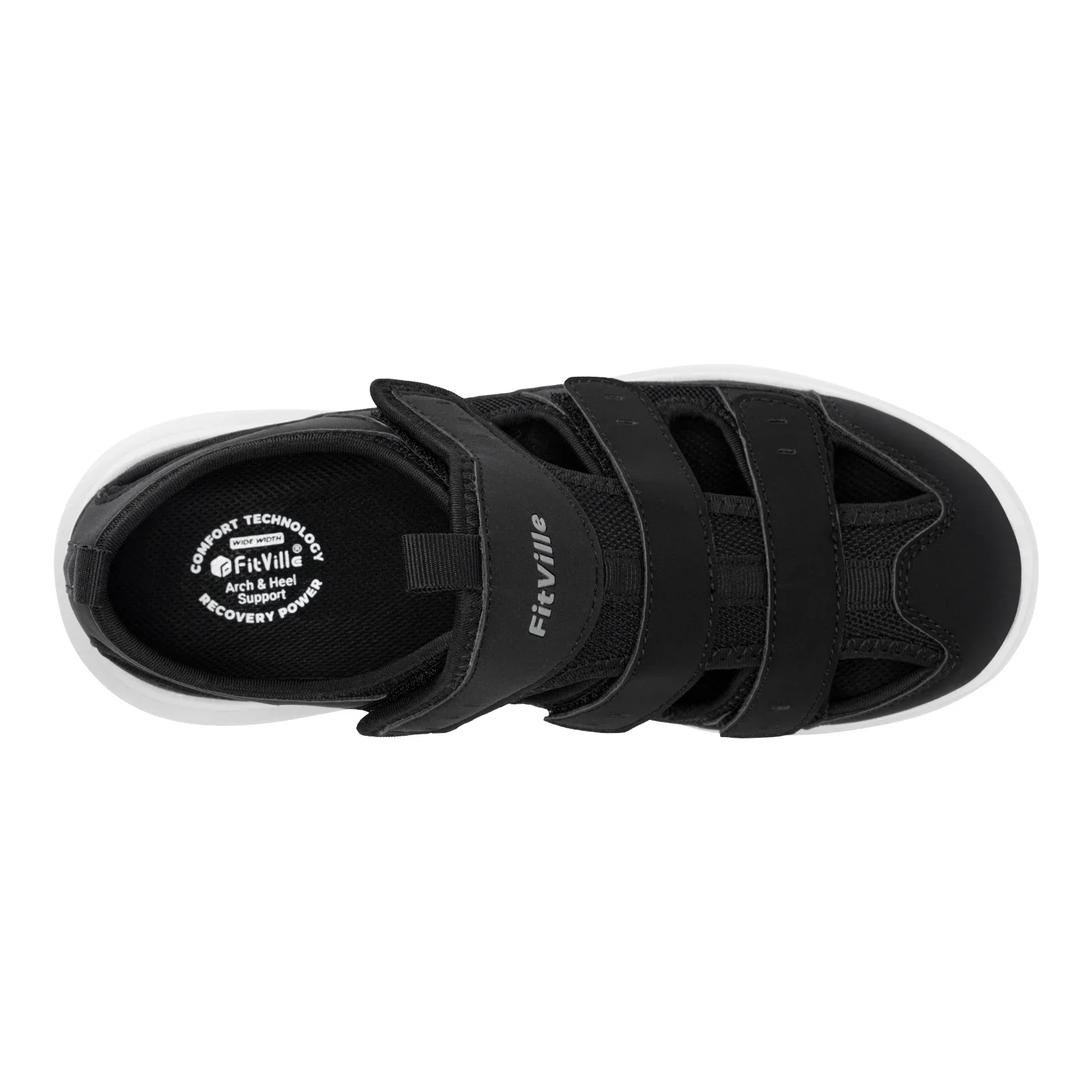FitVille Summer Men's Wide Width Casual Diabetic Sandals, Lightweight Open Toe Sandals Built-in Arch Support, Effective Foot Pain Relief for Plantar Fasciitis, for Wide & Swollen Feet