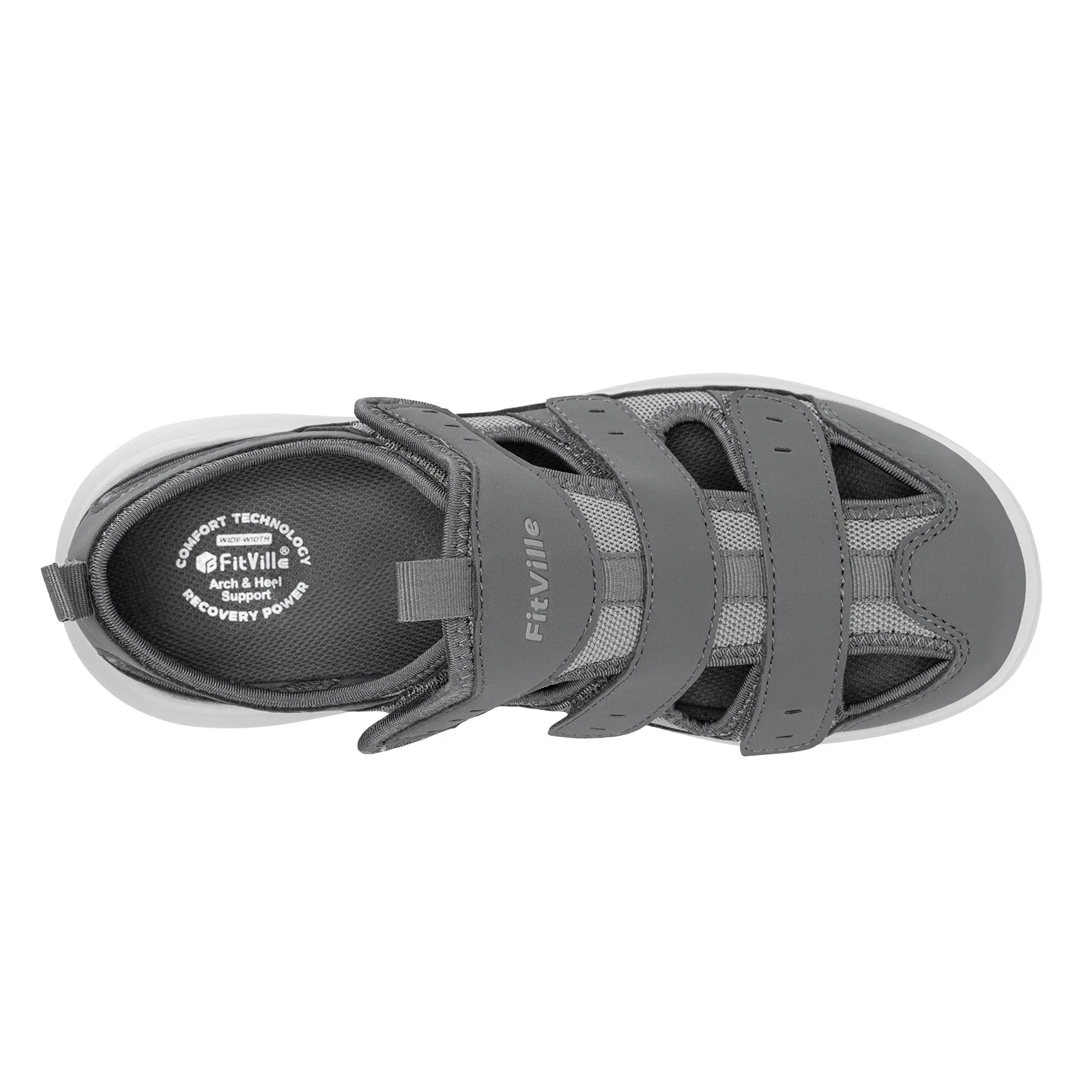 FitVille Summer Men's Wide Width Casual Diabetic Sandals, Lightweight Open Toe Sandals Built-in Arch Support, Effective Foot Pain Relief for Plantar Fasciitis, for Wide & Swollen Feet