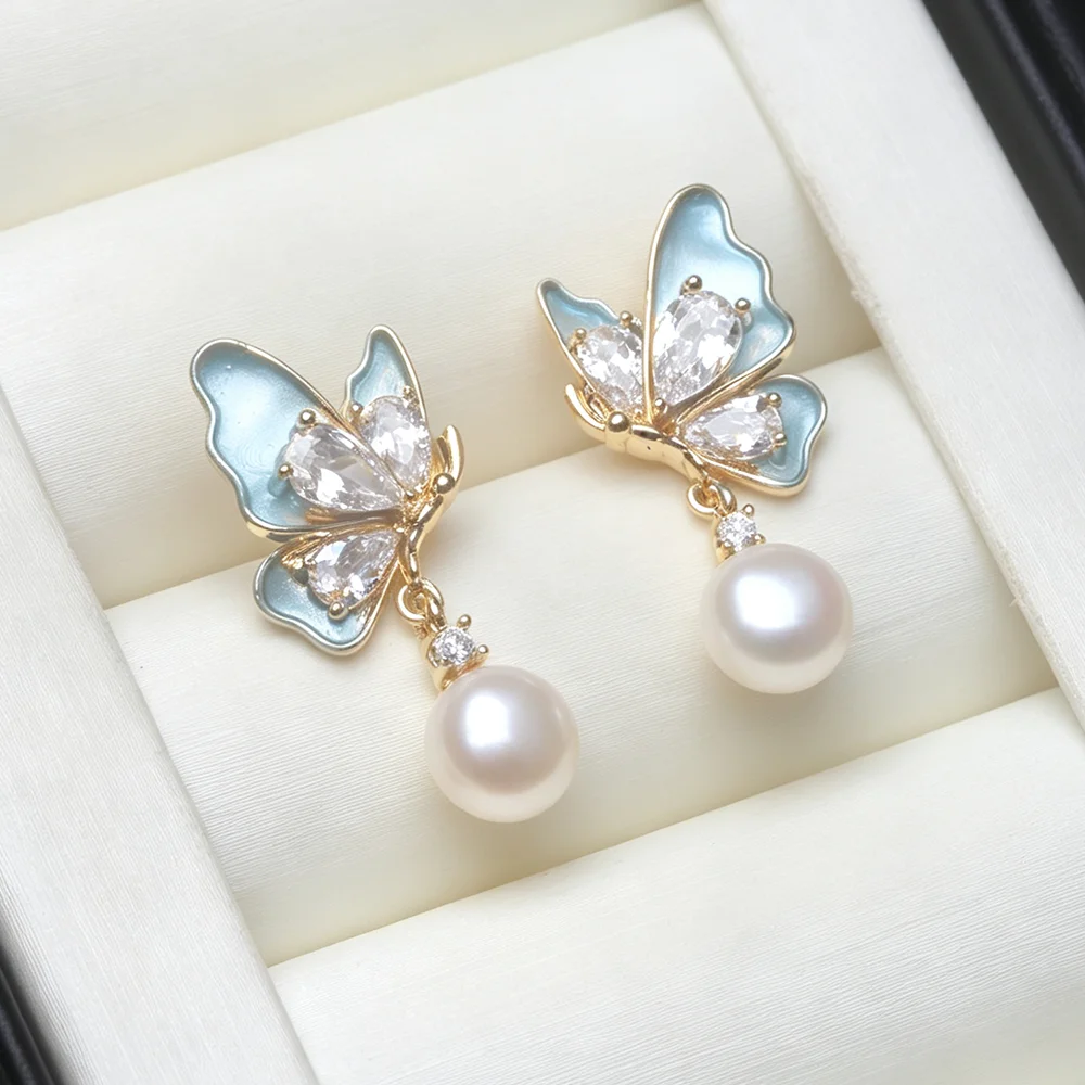 Genuine White Natural Freshwater Pearl Earrings Women,Dangle 925 Silver Pearl Earrings Wife Mother Anniversary Gift Black Purple