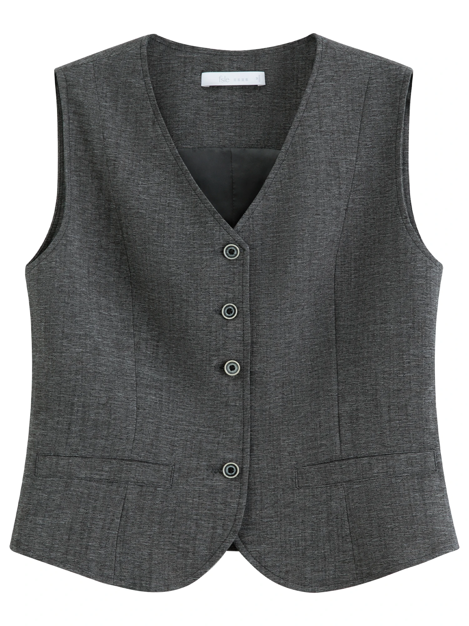 FSLE Women's 2026 Autumn New Arrival V-Neck Linen Sleeveless Vest Plaid Skirt Set Elegant Commute A-Line Floor Lenghth Skirt