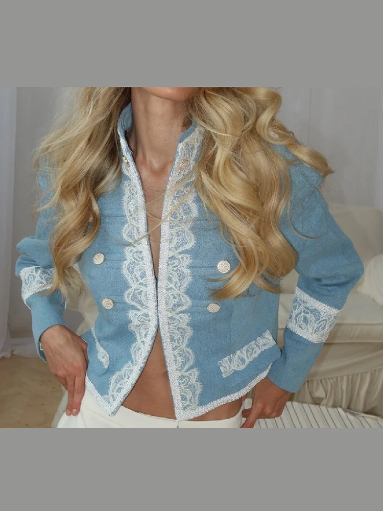 Vintage Floral Printed Cropped Military Jacket Women Stand Neck Braid Embellished Short Coat Royal Style Outerwear Street Blazer
