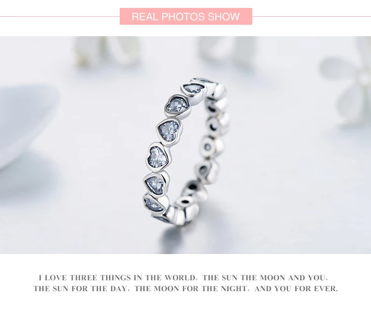 Modian Fashion Classic Cubic Zirconia Jewelry Real 925 sterling silver Love Hearts Ring Eternity Simulated Ring Bands Jewelry