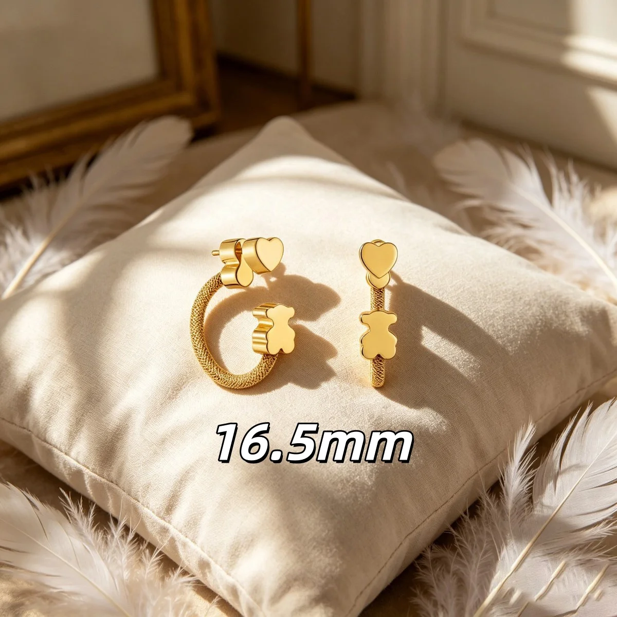 Shiny Bear Huggie Earrings Chic Daily Accessory Easy To Match Clothes Lovely Gift For Female Friends