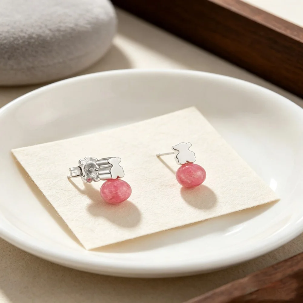 Shiny Bear Huggie Earrings Chic Daily Accessory Easy To Match Clothes Lovely Gift For Female Friends
