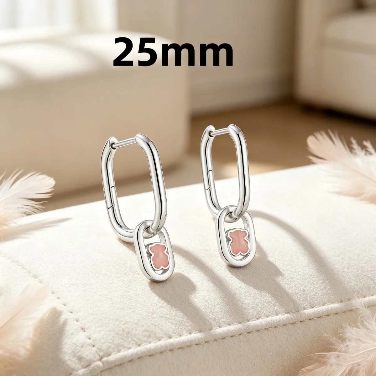 Shiny Bear Huggie Earrings Chic Daily Accessory Easy To Match Clothes Lovely Gift For Female Friends