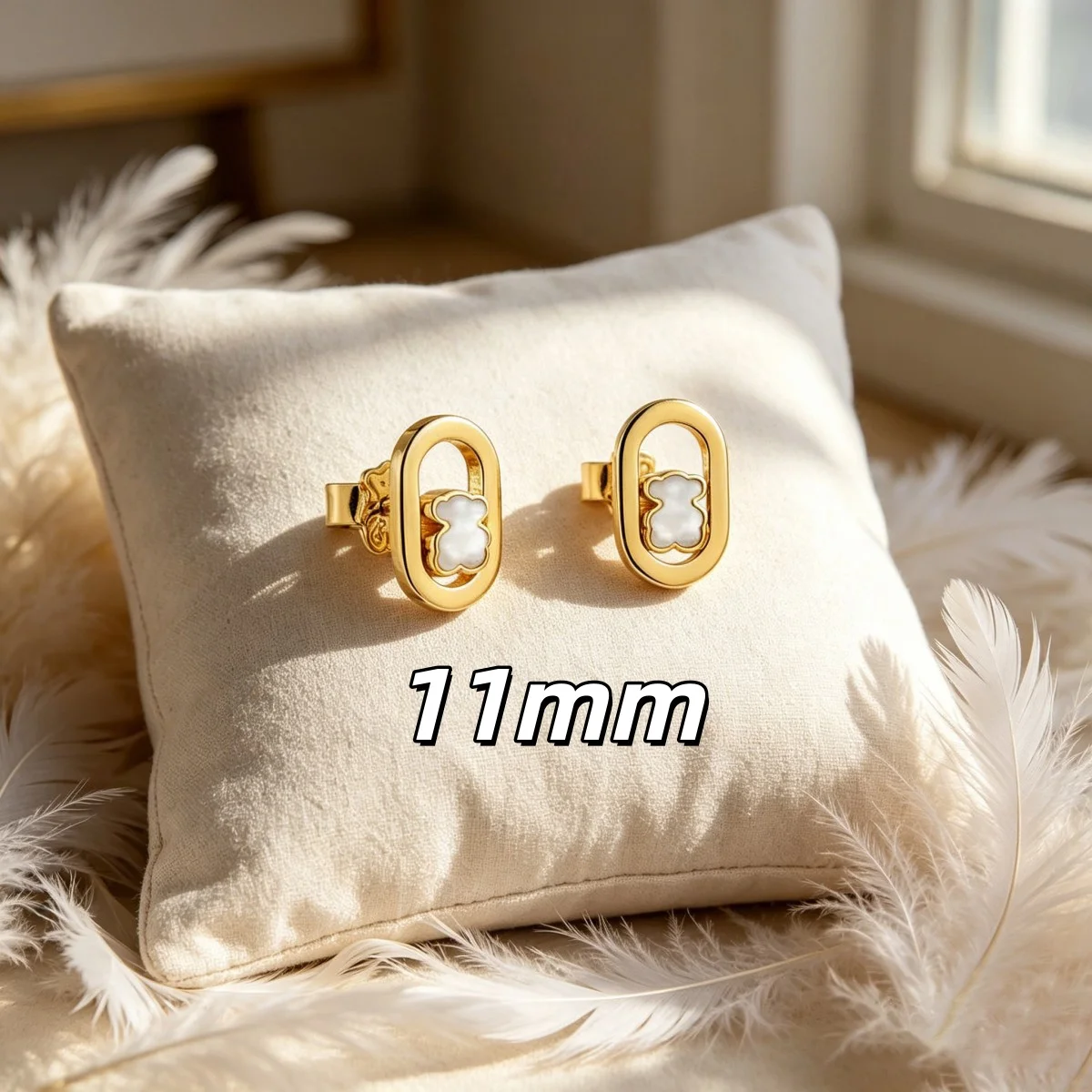 Shiny Bear Huggie Earrings Chic Daily Accessory Easy To Match Clothes Lovely Gift For Female Friends