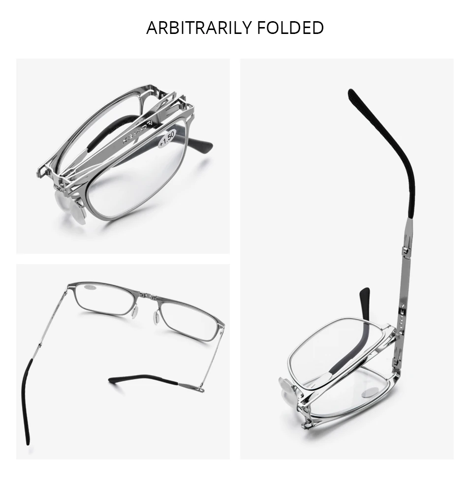 FONEX High Quality Folding Reading Glasses Men Women Foldable Presbyopia Reader Hyperopia Diopter Eyeglasses Screwless LH012