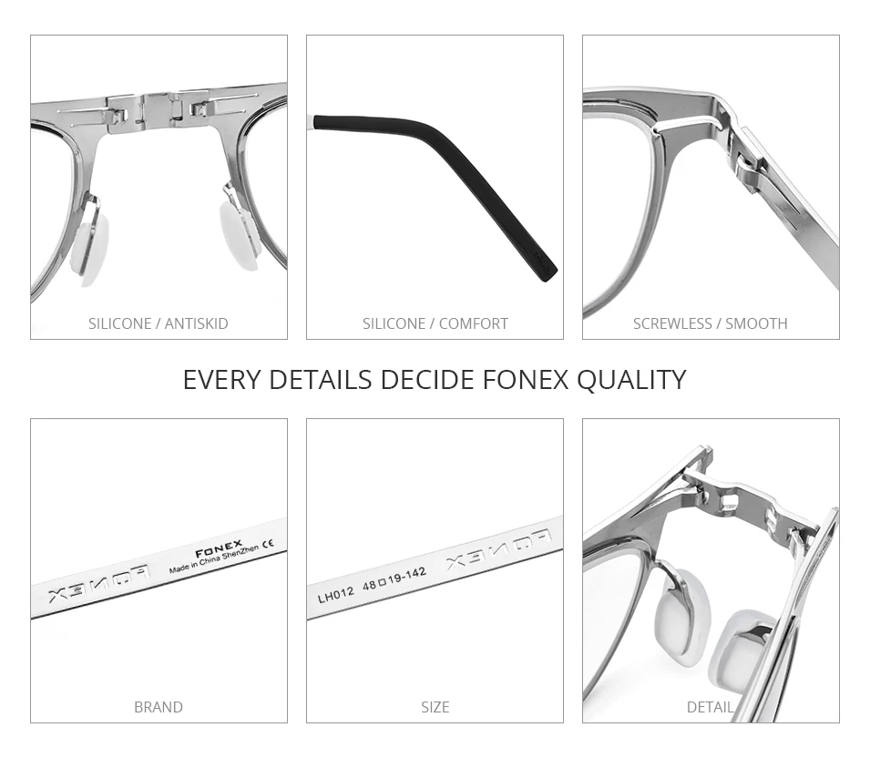FONEX High Quality Folding Reading Glasses Men Women Foldable Presbyopia Reader Hyperopia Diopter Eyeglasses Screwless LH012