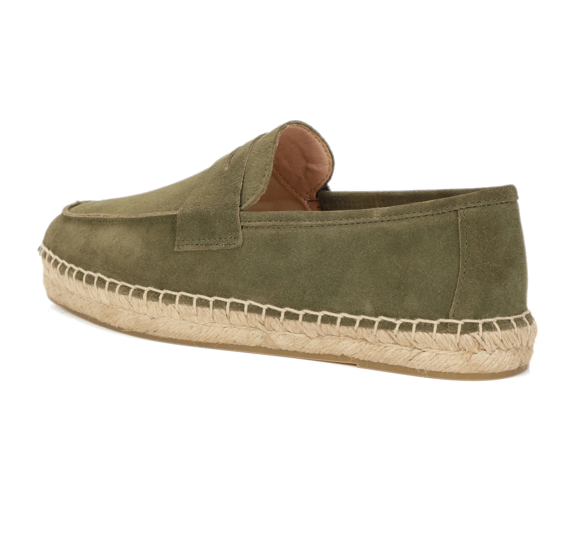 Men Genuine Suede Leather Penny Loafers Espadrilles Slip On Casual Flats Handmade Jute Sole Summer Walking Shoes