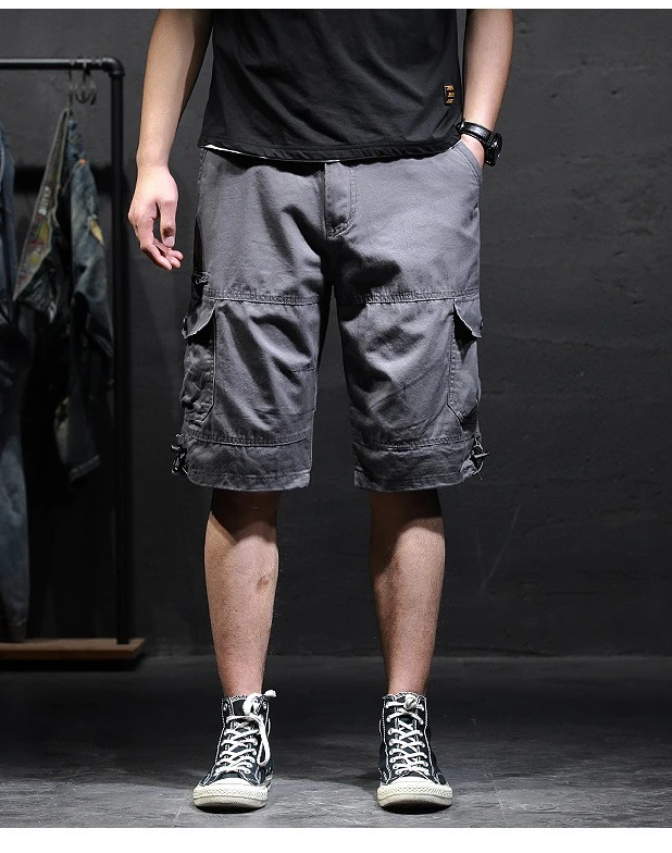 Men's Cotton Camouflage Cargo Shorts Loose Plus Size Casual Multi-Pocket Capri Pants Trendy Streetwear