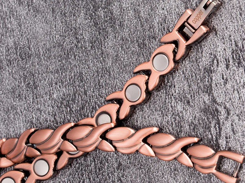 Vinterly Magnetic Pure Copper Bracelets for Women 6.5mm Vintage Chain Health Energy Magnet Arthritis Pain Relief Women Jewelry