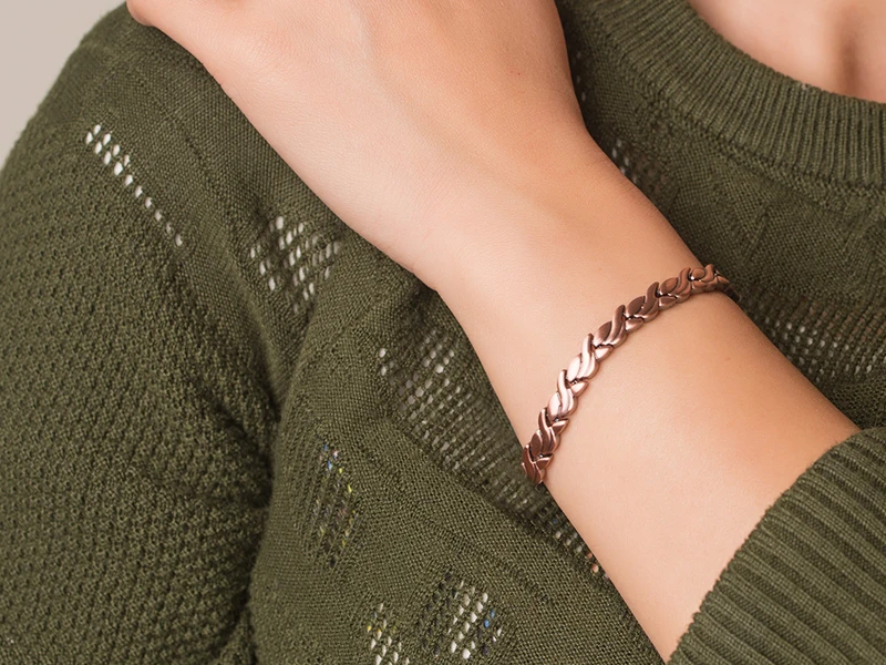 Vinterly Magnetic Pure Copper Bracelets for Women 6.5mm Vintage Chain Health Energy Magnet Arthritis Pain Relief Women Jewelry