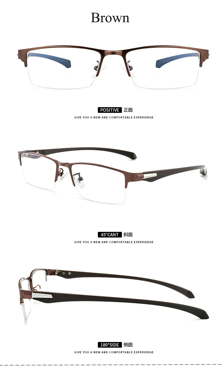 Men Titanium Alloy Eyeglasses Frame for Male Eyewear Flexible Temples Legs IP Electroplating Alloy Material Full Rim Half Rim